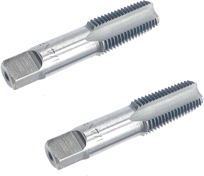 Smsucfuda 2 Pcs 1/4 NPT Pipe Thread Tapes,Carbon Steel Hand Threading Tap for Plumbing Projects,Auto Repairs and Other Various DIY Thread Cutting Tools Small Poject - Image 1